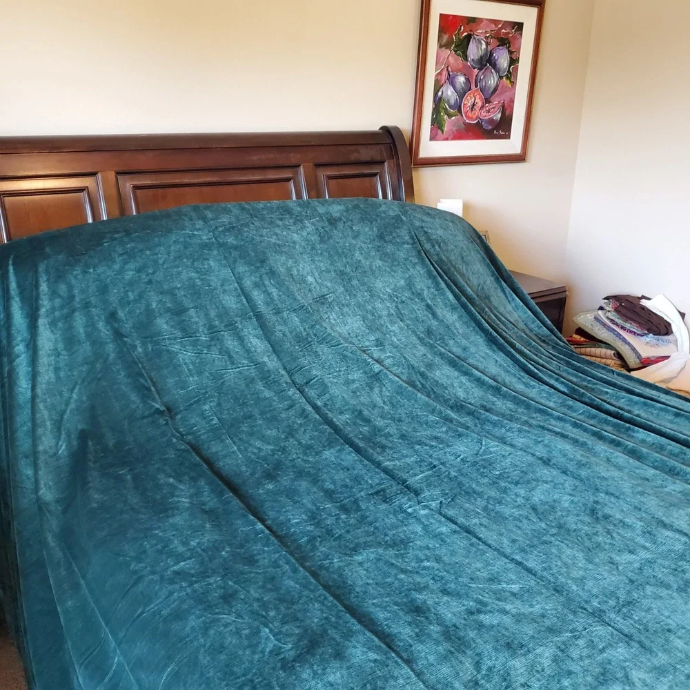 Dark Teal Green Velvet Curtain Panels 2 Piece Set with Tiebacks 96x112 Grommet